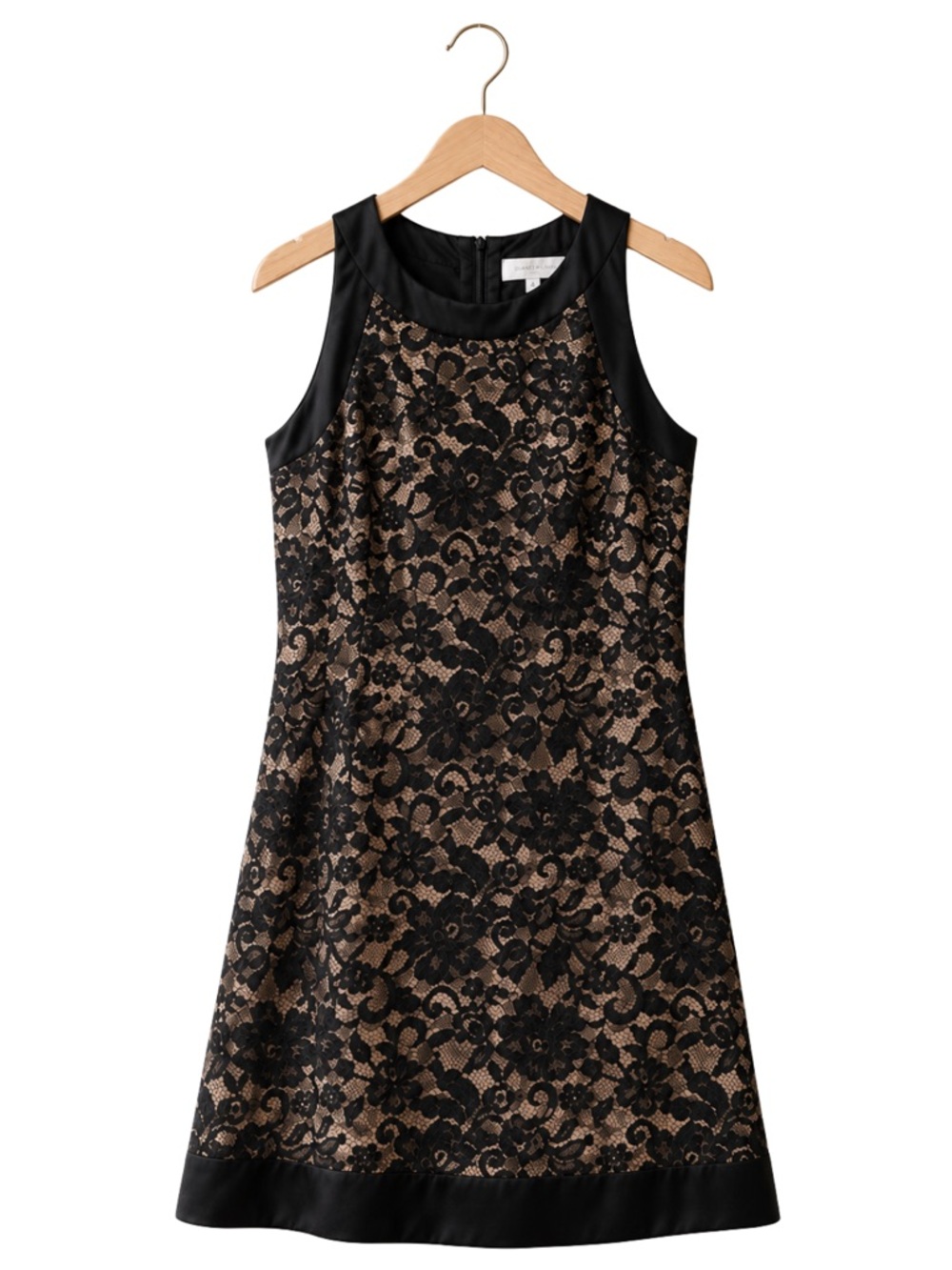 Badgley Mischka Black Floral Lace Satin Sleeveless Cocktail Dress Size Small - Picture 2 of 7